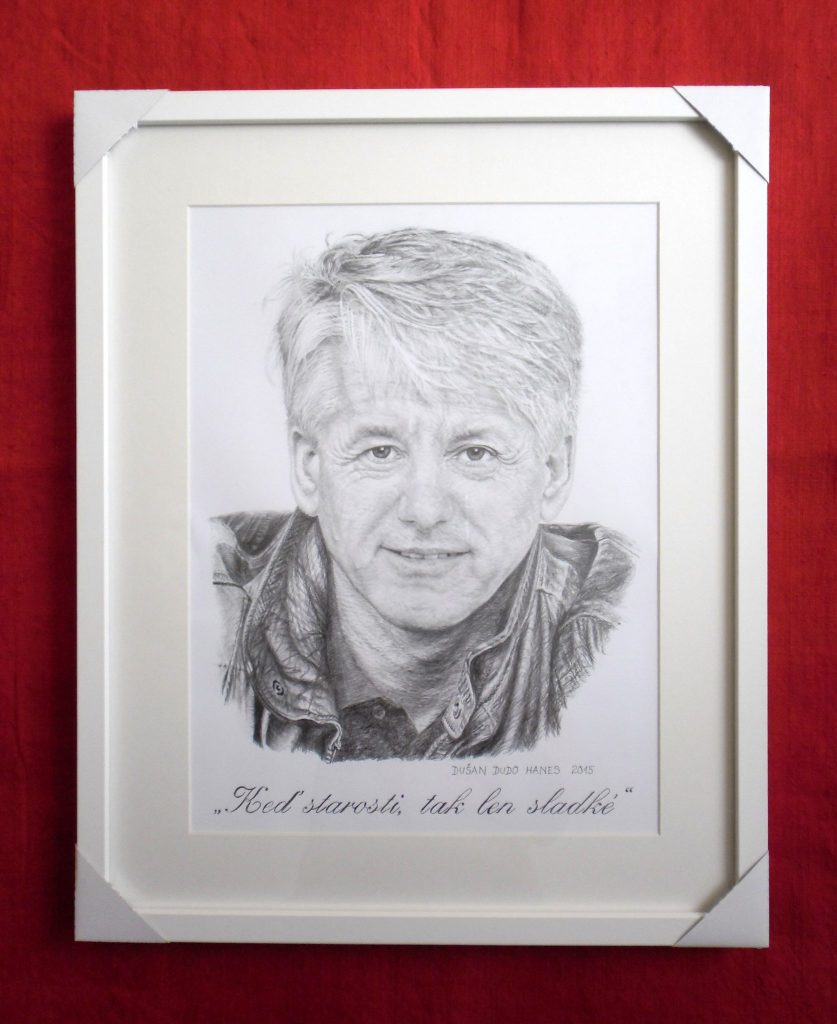 226 - Dar Emilovi Horváthovi ml. k 70-ke. Portrét v ráme, Dušan Dudo Hanes